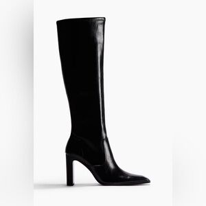 H&M Black Coated Knee-High Heeled Boots | Size 9 | New With Tags